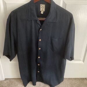 MENS Montego Mon Black 100% Silk Button Down Short Sleeve Shirt XXL